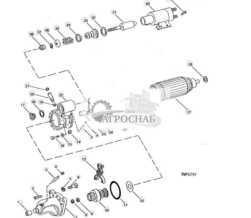 Starter Armature, Drive End Housing And Drive 